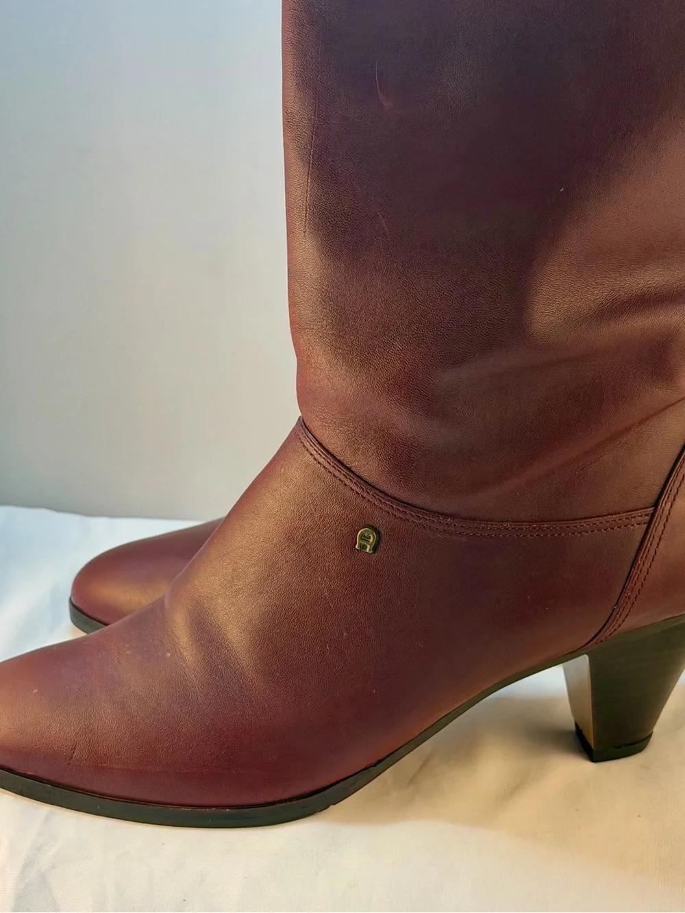 Vintage Etienne Aigner Burgundy Knee-High Leather Boots